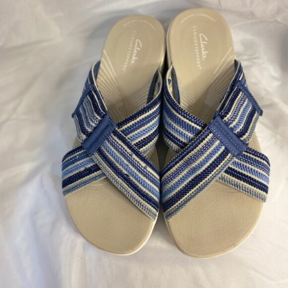 Clarks Women's Cloud steppers Slip-On Slides Blue, size 8.5 - Picture 1 of 5